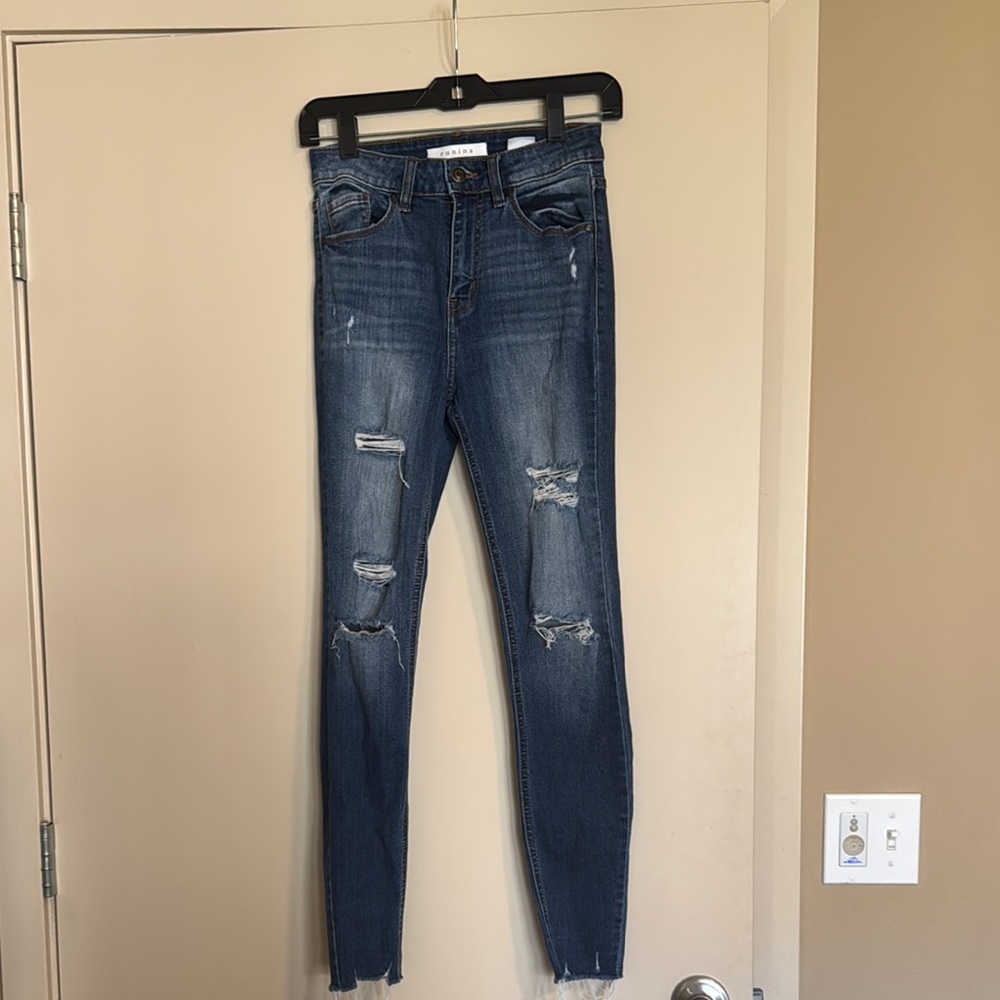 Eunina Blue Skinny Distressed Jeans
